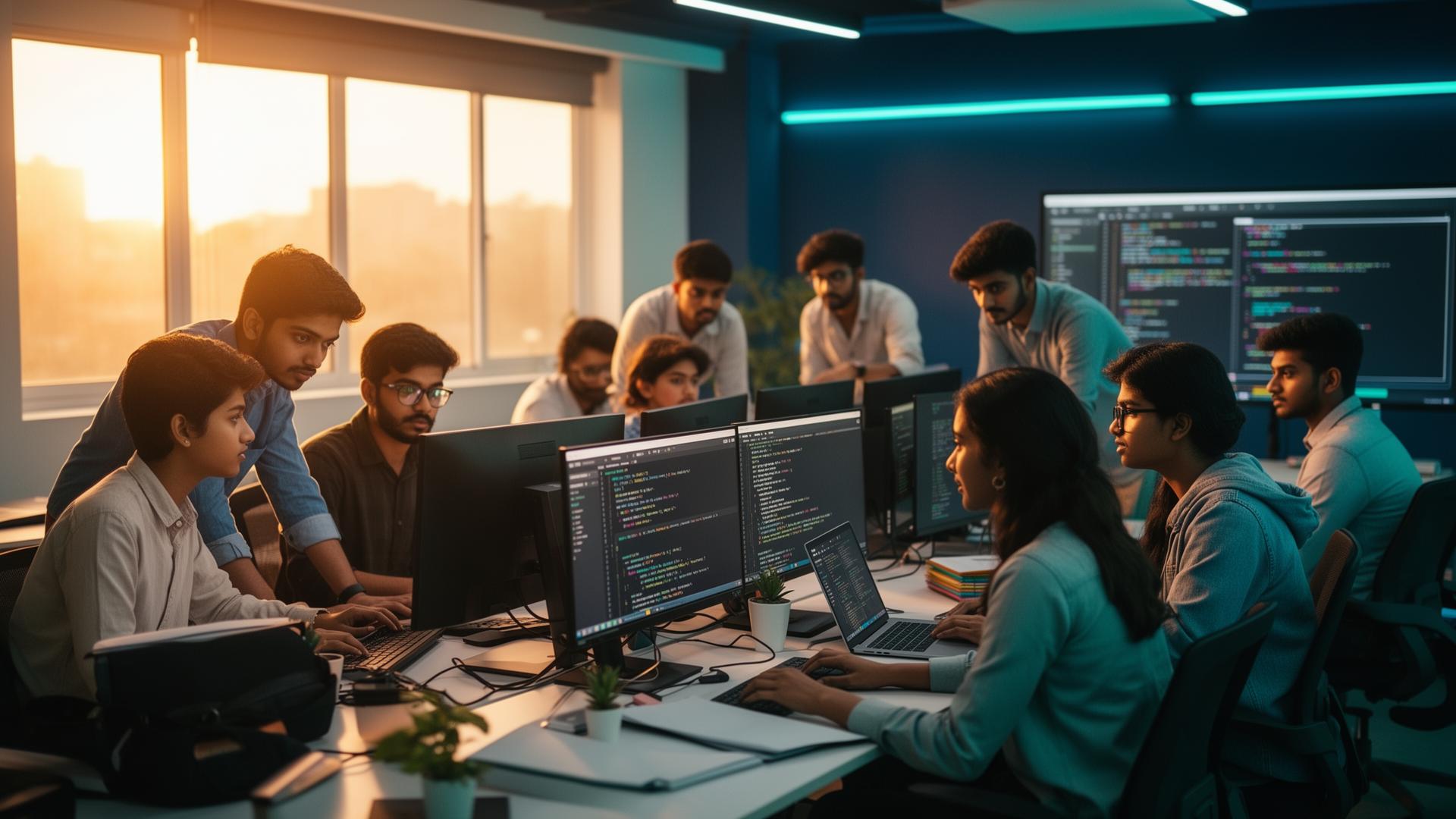 Students learning software development at Tubiz Learnings Chennai